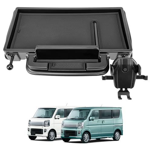 TELLIKA エブリイ ダッシュボードトレイ DA17W DA17V エブリイワゴン ダッシュボードトレイ 車内収納ボックス ダッシュボードトレイ スマホホルダー 収納ボックス 小物入れ ABS素材 車内収納 専用設計 アクセサリー カスタム 内装パーツ
