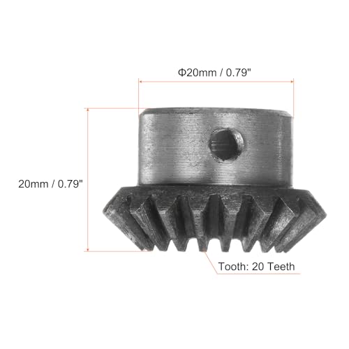 Image of HARFINGTON 2pcs Bevel Gear 1M 20 Teeth 12mm Shaft Hole 1:1 Tapered Bevel Pinion Gear 45# Steel 1.5 Module 90 Degree Steering Gear, for Hardware Mechanical Rotation