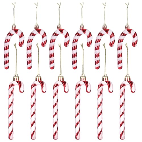 Zocipro 12 Stück Weihnachtsdeko Zuckerstangen, Rot Weiß Glitzernde...