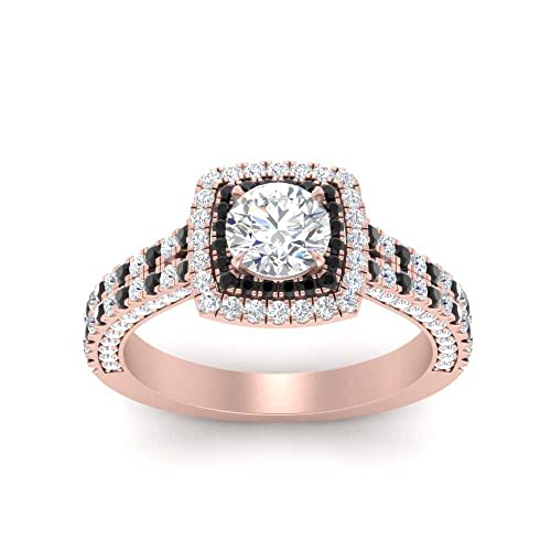 Image of 55Carat Choose Your Gemstone Double Band Square Halo Diamond CZ Ring 18K Rose Gold Plated Round Shape Halo Engagement Rings Everyday Jewelry Wedding Jewelry Handmade Gifts for Wife US Size 4 to 12