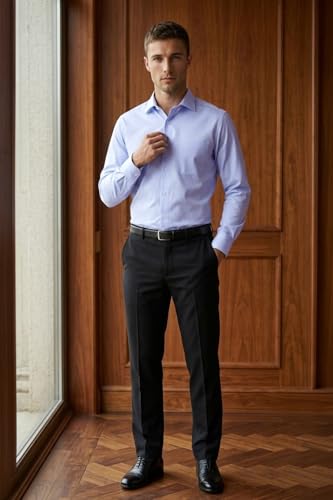 Image of Louis Philippe Men's Regular Fit Easy to Iron Everyday wear Premium Cotton Full Sleeve Solid Formal Shirt