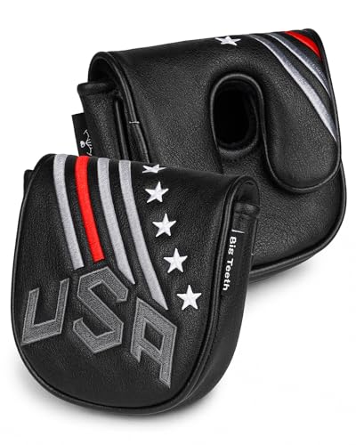 Big Teeth Df3 Putter Headcover USA Putter Cover with Lab Df3 Putter Headcover Patriotic Stars and Stripes Lab Golf Df3 Putter Head Cover Center Shaft Putter Cover Golf Gift for Dad