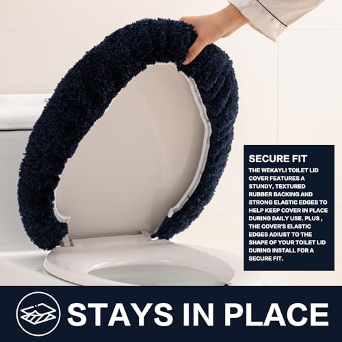 Image of Microfiber Toilet Lid Cover, 17.5 inchx15 inch Fits Round Oblong and Elongated
