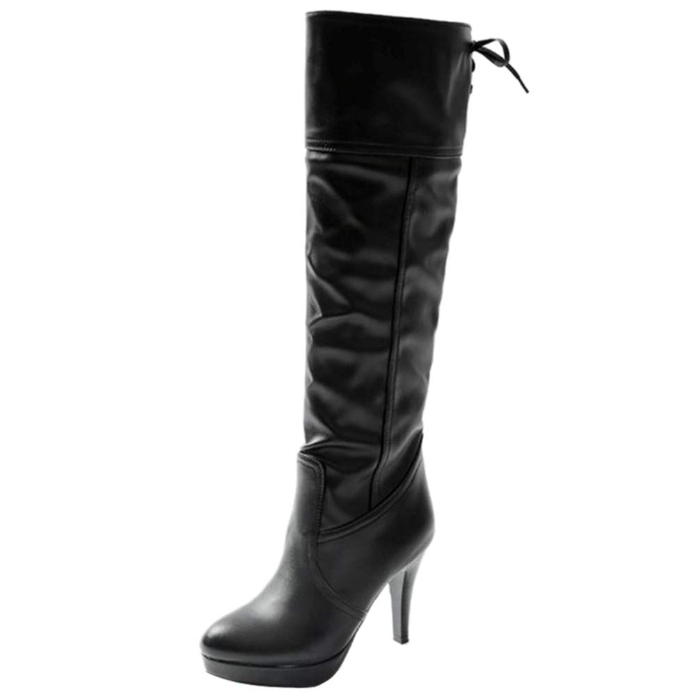 Damen Overknee Stiefel Plateau Stiletto 9,5cm