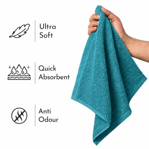 Image of HEELIUM Bamboo Face Towel | Ultra Absorbent & Odour-Free | 3X Softer Than Cotton Towels | 30 x 30 cm - 600 GSM