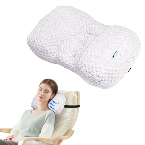 SCFOAMZAI Adjustable Neck Pillow for Recliner, Headrest Pillow for Chair & Couch Support - Ergonomic Design Cushion with 2 Adjustable Strap, Recliner Head Pillow for Office, Home, Traveling