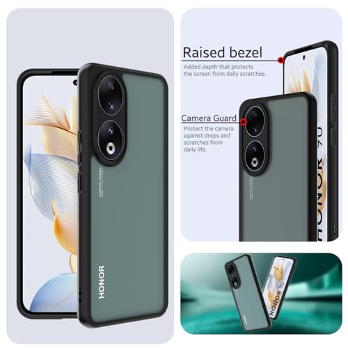 Image of KAPAVER Hybrid Clear Back Cover Case for Honor 90 | Protective Shockproof Cleare Hard PC Soft Flexible Black TPU Cover