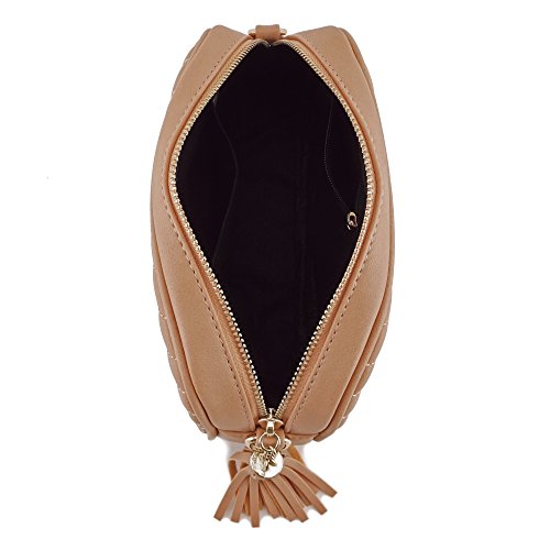 Image of Simple Shoulder Crossbody Bag With Metal Chain Strap And Tassel Top Zipper