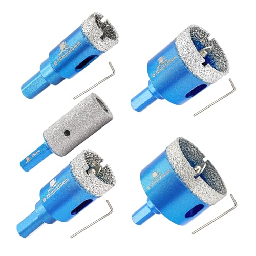 Dry Diamond Core Drill Bit with Pilot Bit - 20 25 35 50mm Diamond Tile Hole Saw with Triangle Shank 20mm Finger Bit for Porcelain Tile Ceramic Stone Granite Marble