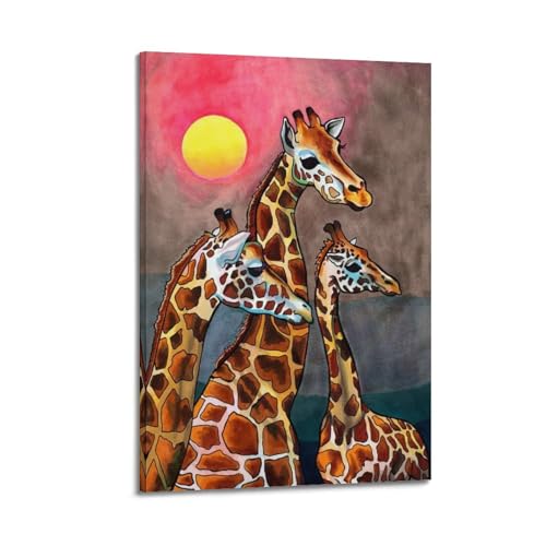 Poster moderne koanga girafe vintage 60x90 pour grand mur vide