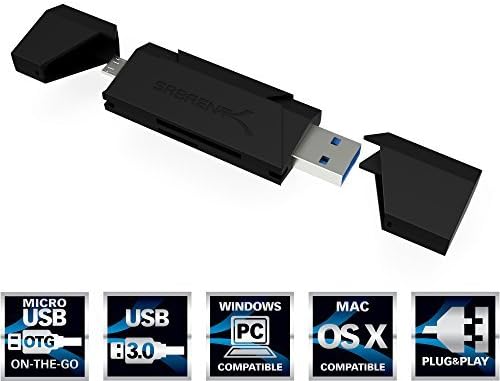 Sabrent 2-Slot Micro USB OTG and USB 3.0 Flash Memory Card Reader for Windows, Mac, Linux, and Certain Android Systems - Supports SD, SDHC, SDXC, MMC/MicroSD, T-Flash [Black] (CR-UMMB)
