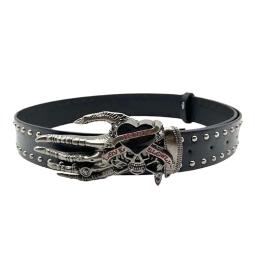 Gothic Belt for Women & Men - Black Studded Punk Belt with Unique Gothic Designs - Edgy Fashion Accessory for Halloween & Gothic Style Outfits3