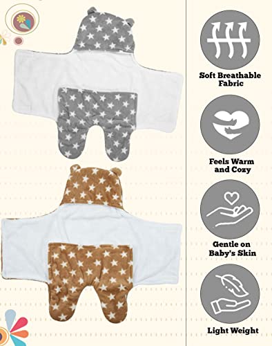 Image of New Born Multi-Purpose Baby Boy's and Baby Girl's Blanket and Sleeping Bag (Brown Grey, 0-6 Months)