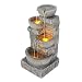 Peaktop 201601PT Outdoor Garden Water Stacked 3 Tier Bowls Waterfall Fountain with LED Light, 33" Height, Stone Gray