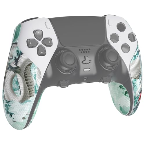 Image of PlayVital Anti-Skid Sweat-Absorbent Controller Grip for ps5 Edge Wireless Controller, Textured Soft PU Handle Grips Anti Sweat Protector for ps5 Edge Controller - Jade Dragon-Cloud Dominator