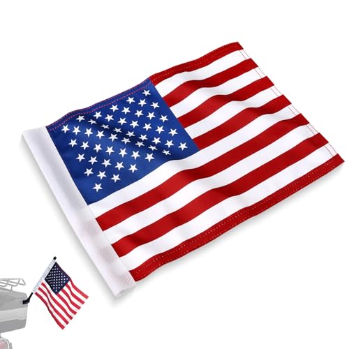 FOVPLUE 15 x 11 American Flag Kit Vivid Colors Fade-Resistant Heavy-Duty Canvas Header & Double Stitching For Harley sissy bar/Trunk/Luggage Carrier/Saddlebag mount Motorcycle/Car/Truck