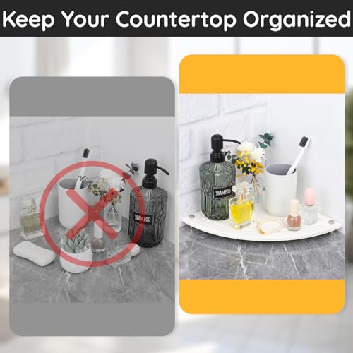 Image of Segbeauty Fast Drying Corner Counter Shelf, 9.85in Instant Dry Corner Sink Organizer Diatomite Tray, Water Absorbent Tray for Bathroom Counter Decor, Side Countertop Organizer for Soap Dispenser