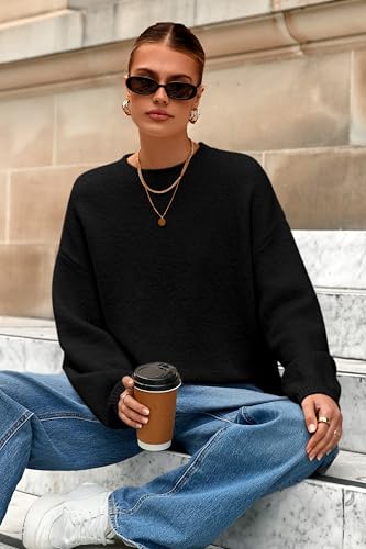 MASCOMODA Long Sleeve Crewneck Pullover Oversized Sweaters for Women Fall 2025 Casual Loose Fuzzy Chunky Knitted Jumper Tops3