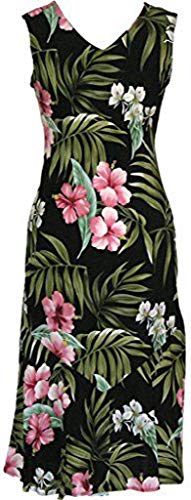 RJC Women's Breathtaking Island Getaway Tea Length Sleeveless Hawaiian Dress