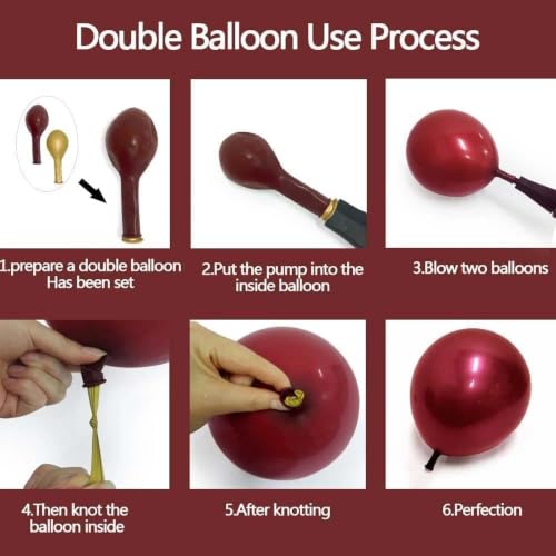 Image of Double Stuffed Burgundy Balloon Arch for Birthday Valentines Party Decor