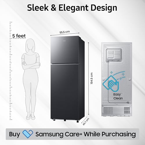 Image of Samsung 236 L, 3 Star, Bespoke AI, Convertible, Digital Inverter Frost Free Double Door Refrigerator (RT80H28U3FHL, Black DOI, 2026 Model)