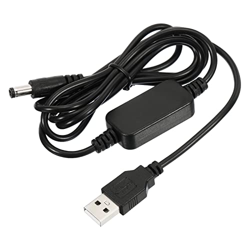 DC 5V a DC 12V USB Step Up Tensione Convertitore Cavo Alimentazione con DC Jack 5.5mm x 2.1mm Ottimo per Router fotocamera Auto Guida Registratore Nero 9W 2A