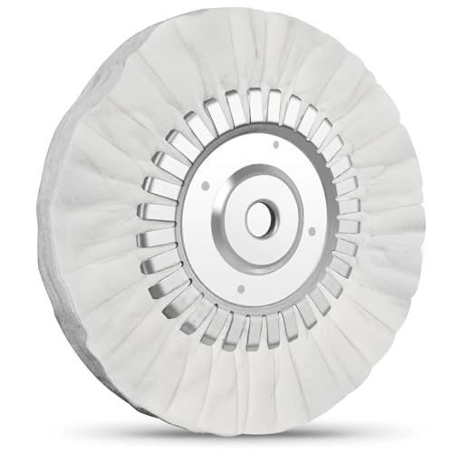 Image of 8 inch Fine White Airway Buffing Wheel with 5 /8 inch Arbor Flange-Free Hub, Flange-Free, Cotton Polishing Wheel for Aluminum Truck Wheels, Rims, Chrome, Stainless Steel - Final Mirror Finish