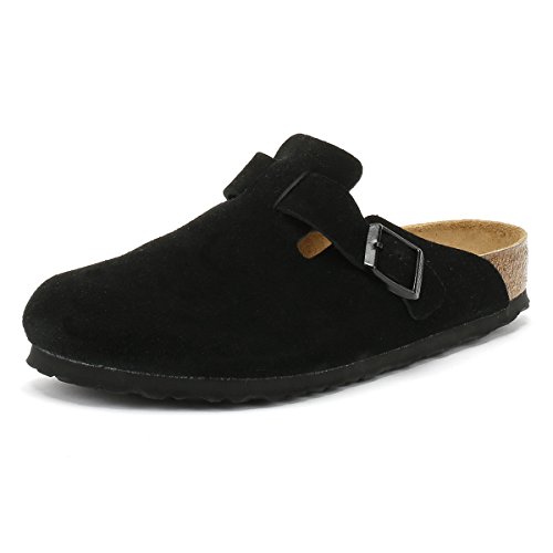 Birkenstock Unisex Boston Soft Footbed Clog, Black Suede Leather, EU 37 6-6.5 Women/ 4-4.5 Men