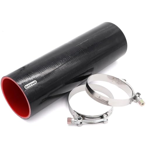 Image of 3 1 /2inch(89mm) Silicone Coupler Straight Hose Rubber 4-Ply 5mm Thickness 12inch Length for Intake Exhaust Pipe Intercooler Coolant Turbo Tube 3.5x8 With 2 PCS Stainless Steel T-clamps