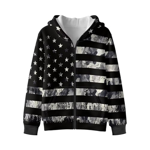 Boys' Long Sleeve Hooded Sweatshirt Zip up Fleece Hoodies with Pockets Winter Athletic Jackets Coat Size 6-164