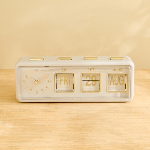 Image of Home Centre Casablanca Glimmer Table Clock with Day and Date - 24x6x9cm