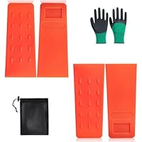 NUWIQ 4 Stück Kettensägen Fällkeil Set - 6 Zoll Fällkeil Kunststoff mit Handschuhen und Netztasche für Sicheres Fällen - für Holzfäller zum Kontrollierten Fällen von Bäumen Schlagfest
