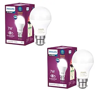 PHILIPS 7W B22 LED Cool Day Light Bulb, Pack of 2 (Ace Saver)