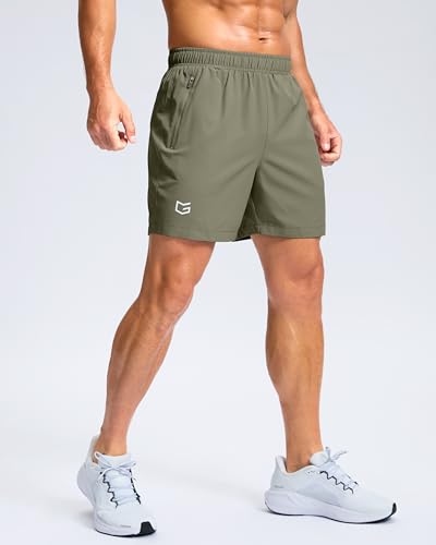 Image of G Gradual Men's Athletic Running Shorts with Zipper Pockets Quick Dry 7 inch / 5 inch / 9 inch Workout Gym Shorts for Basketball Hiking