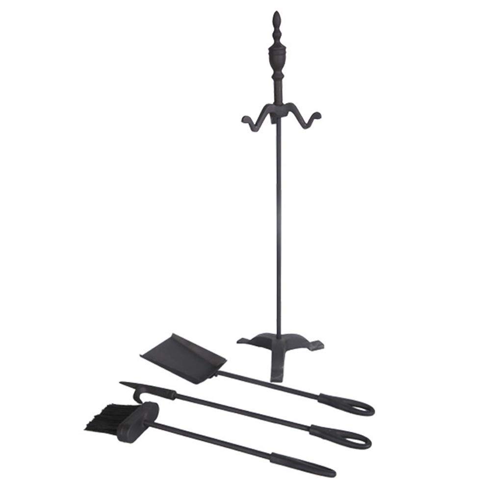 Set di 4 attrezzi per caminetto in ferro battuto per interni con supporto per tronchi in legno, kit di accessori per braciere da esterno 70,1 cm