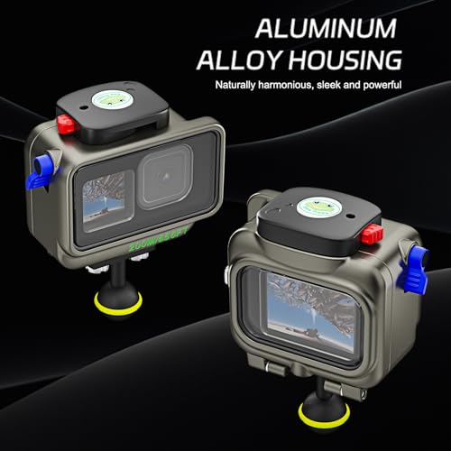 Image of 656FT /200M Underwater Housing Case for GoPro 9-13, Aluminum Alloy with Optical Glass Diving Waterproof Housing for Go Pro Hero 13 /12 /11 /10 /9, Extended Ball Joint Mount (YH-200MGOPRO)