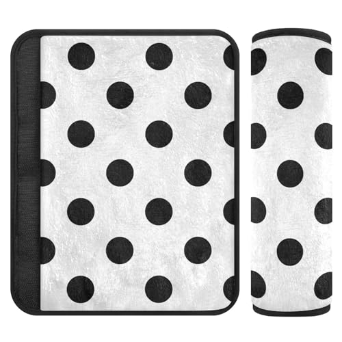 Image of Seat Belt Cover Pad 2 Pcs Soft Seat Strap Cover Cute Protector Support Head Neck Shoulder for Car Seats High Chair Backpack (6.5x6.5in) Polka Dots