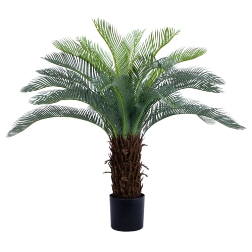 Bellacat 4ft UV Resistant Faux Sago Palm Tree with Natural & Lifelike Bark, 48in Super Full...