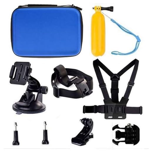 Navitech 8 i 1 actionkamera tillbehör kombo kit med blått fodral - kompatibel med Denver ACT-5030W actionkamera