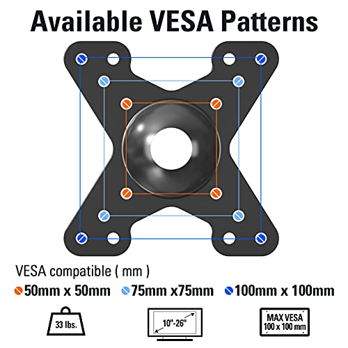 Image of Mounting Dream TV Mount for Most 10-26 inch TVs and Monitors, Monitor Wall Mount with Swivel Tilt Rotation, TV Bracket up to VESA 100x100mm and 33LBS.
