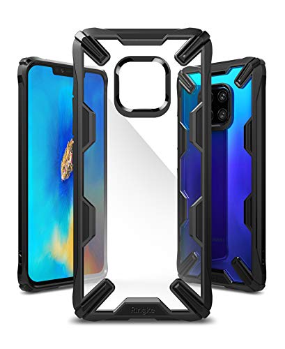 Ringke Fusion-X Designed for Huawei Mate 20 Pro Case Cover Clear Dot PC Back with Rugged TPU Bumper Anti Rainbow Effect Straps Access Design for Huawei Mate 20 Pro - Black