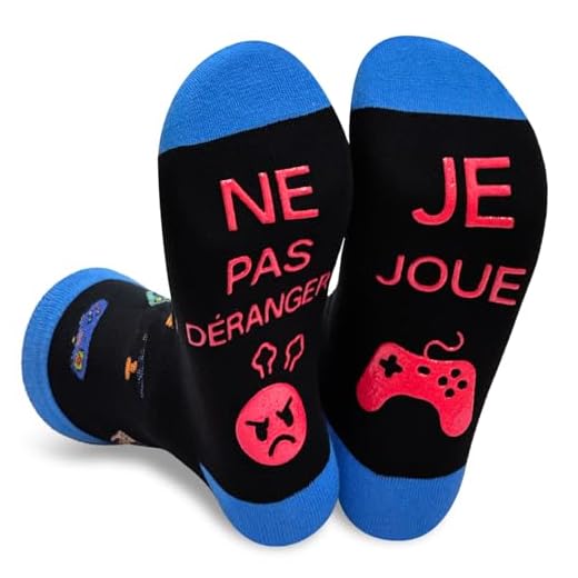 Chaussettes Humour Homme 39-46 Chaussettes de Cadeaux Antidérapant Noel Fête Pères Anniversaire Cadeau Papa Grand Garçon Rigolo (FR/ES, Numérique, 39, 46, Taille normale, Taille normale, Black Blue)