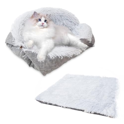 Lovesmile Cojín para gatos, 54 cm x 58 cm, cama para gatos, plegable, cesta para gatos, lavable, mullida, cama para gatos dos en uno, adecuado para mascotas pequeñas y medianas