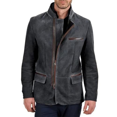 ZYXTIM Men's Vintage Classic Jackets Zip Up Distressed Lapel Blazers