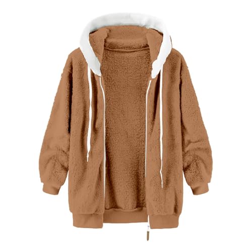 Veste pull en peluche patchwork originale avec capuche et poche zippée - 7