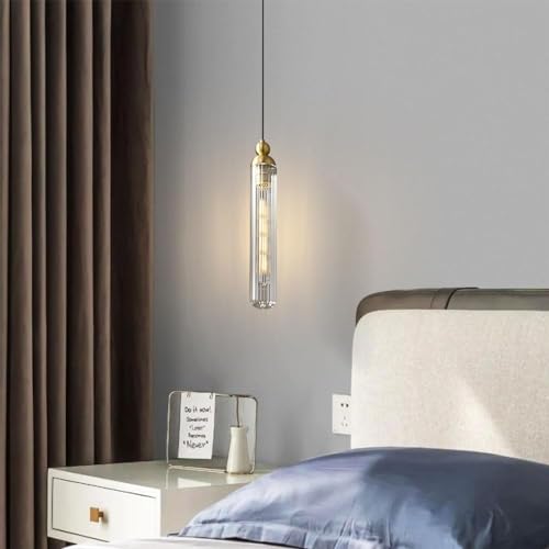 Lustre avec fil réglable en cuivre et suspension minimaliste E14 avec un abat-jour en verre