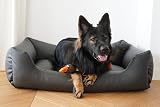 4L Textil Mario Wasserfestes Hundebett Aus Kunstleder - Hundekorb für Große und Mittelgroße Hunde - Hundesofa XXL Hundekissen (120x90x25 cm, Graphit)
