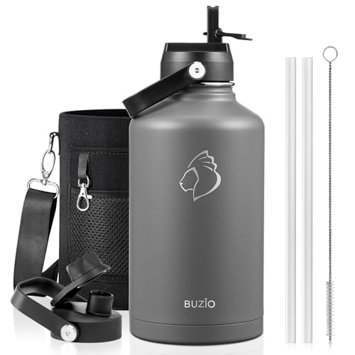 Image of BUZIO 64 oz Insulated Stainless Steel Water Bottle with Dust-proof Lids