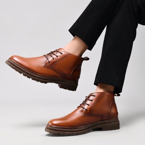 Image of Casual Boots, Genuine Leather Oxford Dress Shoes Brown 9