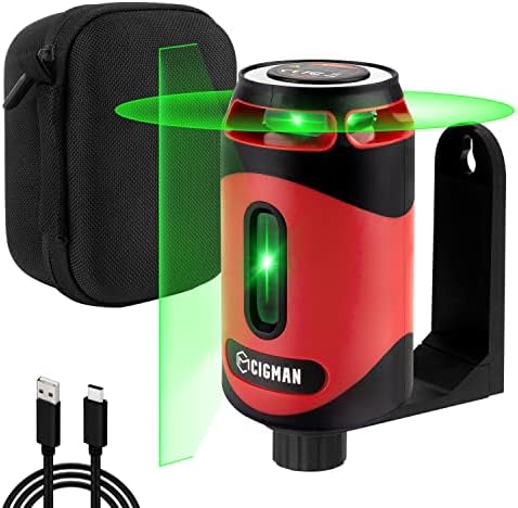 CIGMAN Green Laser Level Self Leveling, 360° Horizontal Laser Level with Vertical Laser Line 30M Working Distance, Rechargeable Battery Built in, Rotary Magnetic Stand